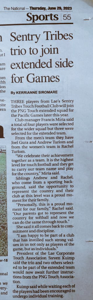 SentryTribes's tweet photo. Sentry Tribes trio to join extended squad .

 Thanks National New Paper for putting out a piece on our 3 selected players.

Written by Kerrianne Siromare 

#sentrytribes #lcta #makingheadlines #news #newspaper https://t.co/E14w6gCw2J