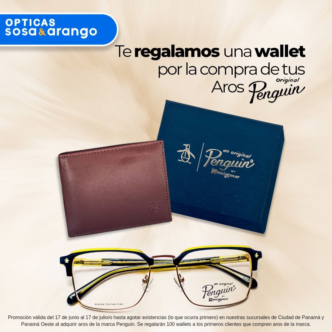 Recibe una wallet Penguin 🐧 al comprar aros de la marca en nuestras sucursales de Panamá y Panamá Oeste.

Promoción válida del 17 de junio al 17 de julio/o hasta agotar existencias. Se regalarán 100 wallets.