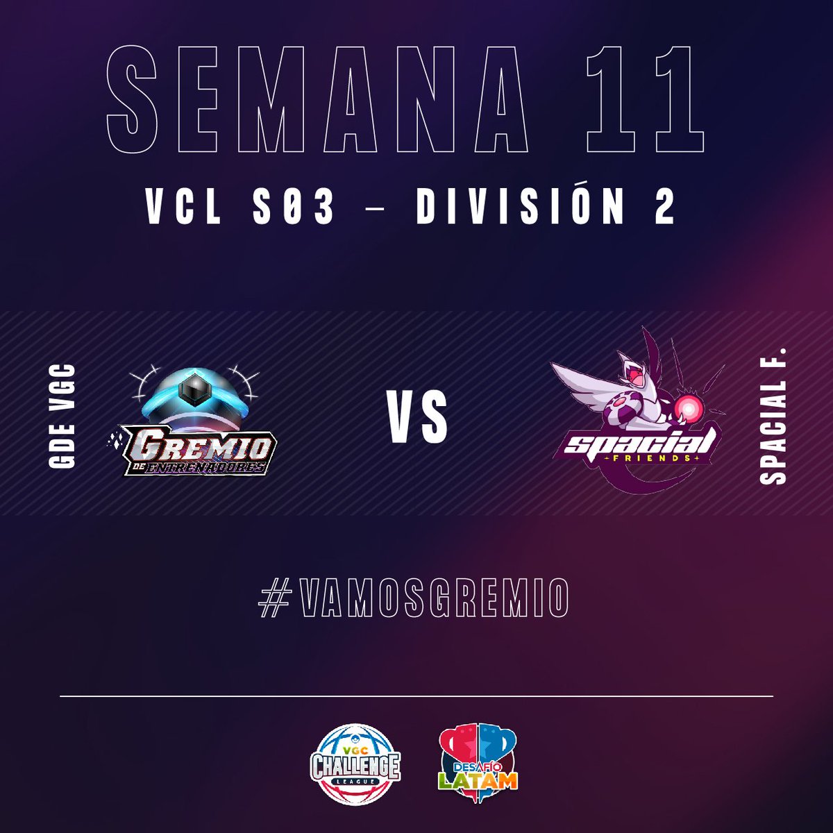 GDEVGC's tweet image. NUEVA SEMANA DE VCL ⭐

Durante estos días estaremos enfrentando a los amigos de @spacial_friends en un duelo donde sumar puntos es muy importante para nosotros. 

El mejor de los éxitos a todos quienes competirán en esta fecha. 💪

Vamos Gremio! ❤️‍🔥 #GDEVGC