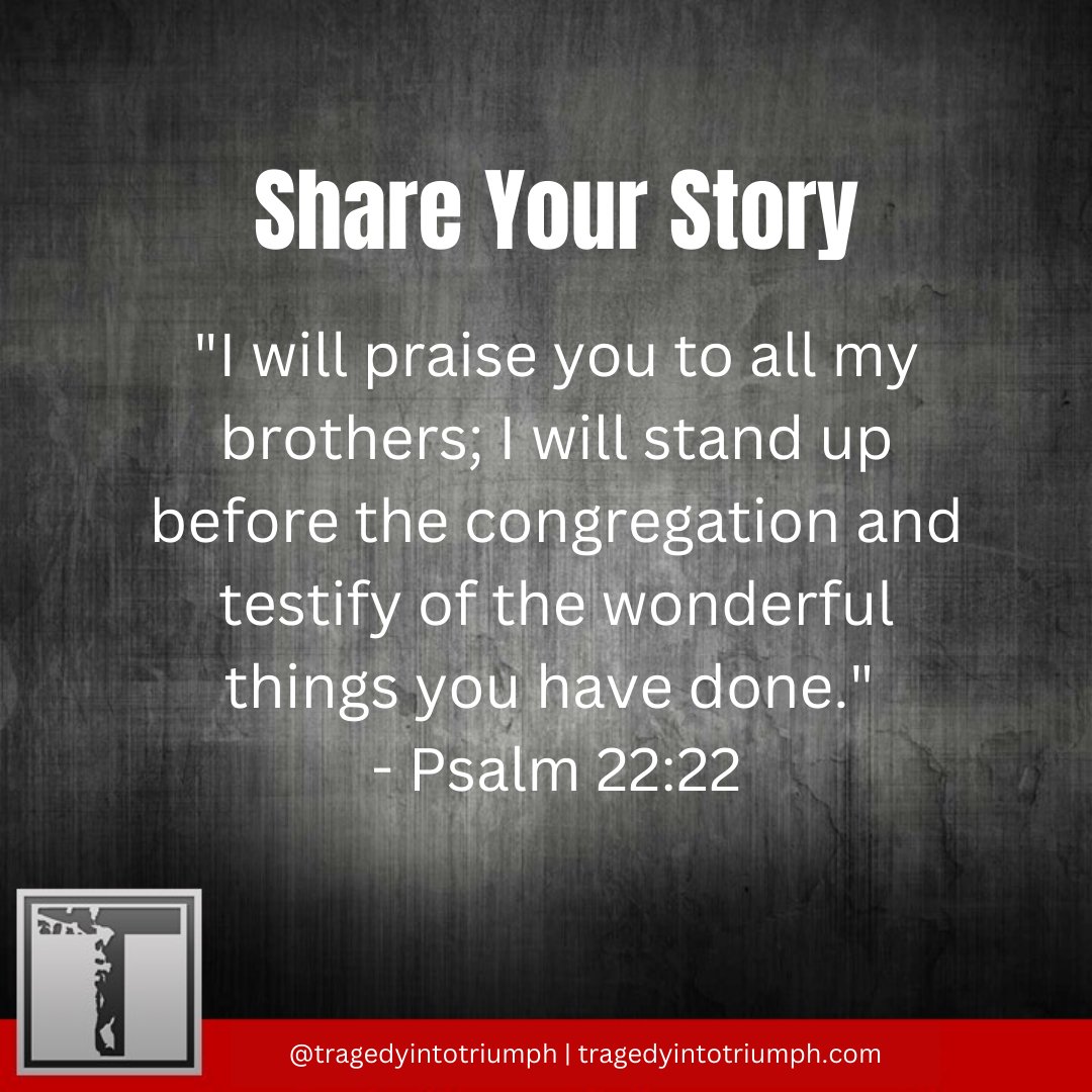 TN2Triumph's tweet photo. Sharing your Christ testimony fosters a sense of community and unity among believers.

Learn more: https://t.co/nbzxdDTdlw or email us at info@tragedyintotriumph.com

#TragedyIntoTriumph #TN2T #ShareYourStory #SpiritualGrowth #Comfort #Support https://t.co/GfEDTTy85g