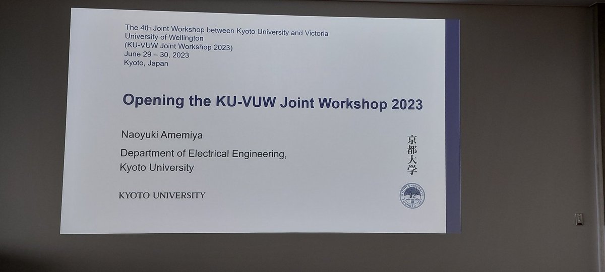 drsciman's tweet image. FINALLY...it's great to be back in Kyoto for the 4th Kyoto U - VUW workshop on electronic materials incl. #superconductors, HTS engineering, #spintronics. Fantastic to see friends + colleagues in Kyoto for the 1st time since the last workshop in 2019. @PaihauRobinson @VicUniWgtn