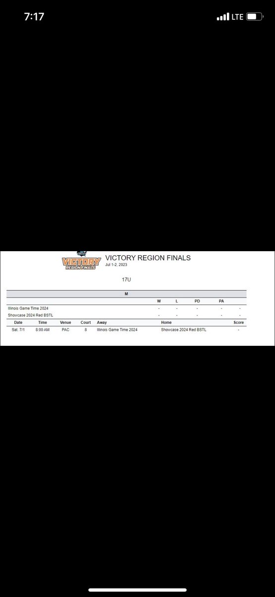Updated schedule for the Victory Region Finals in Indianapolis this weekend!