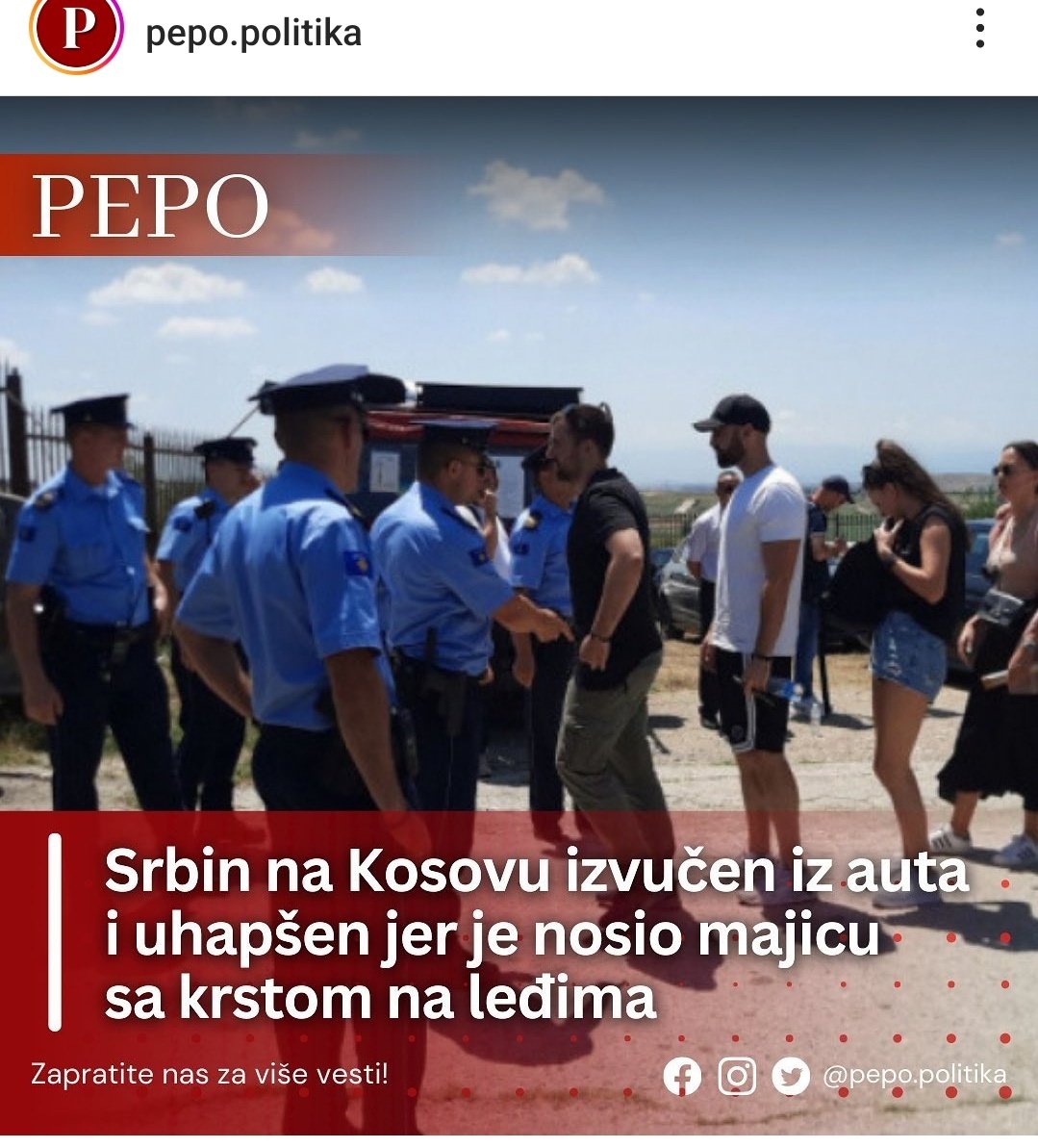 @tschinderle Albanian religious militia in Kosovo arrested a Serb because he had a cross on his shirt.