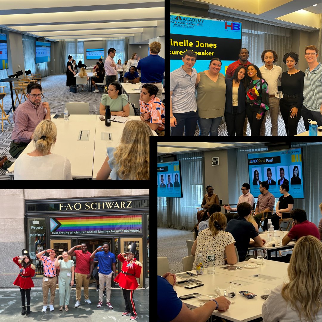 At 30 Rock on Monday, @SheinelleJones told #HBSE interns and staff “Decide which feedback you are going to take and what you will leave behind.” 
Events included an @NBCSports panel with embed @ashtonlinnell and storytelling drills.
For storytelling tips: nbcuacademy.com/directing-live…