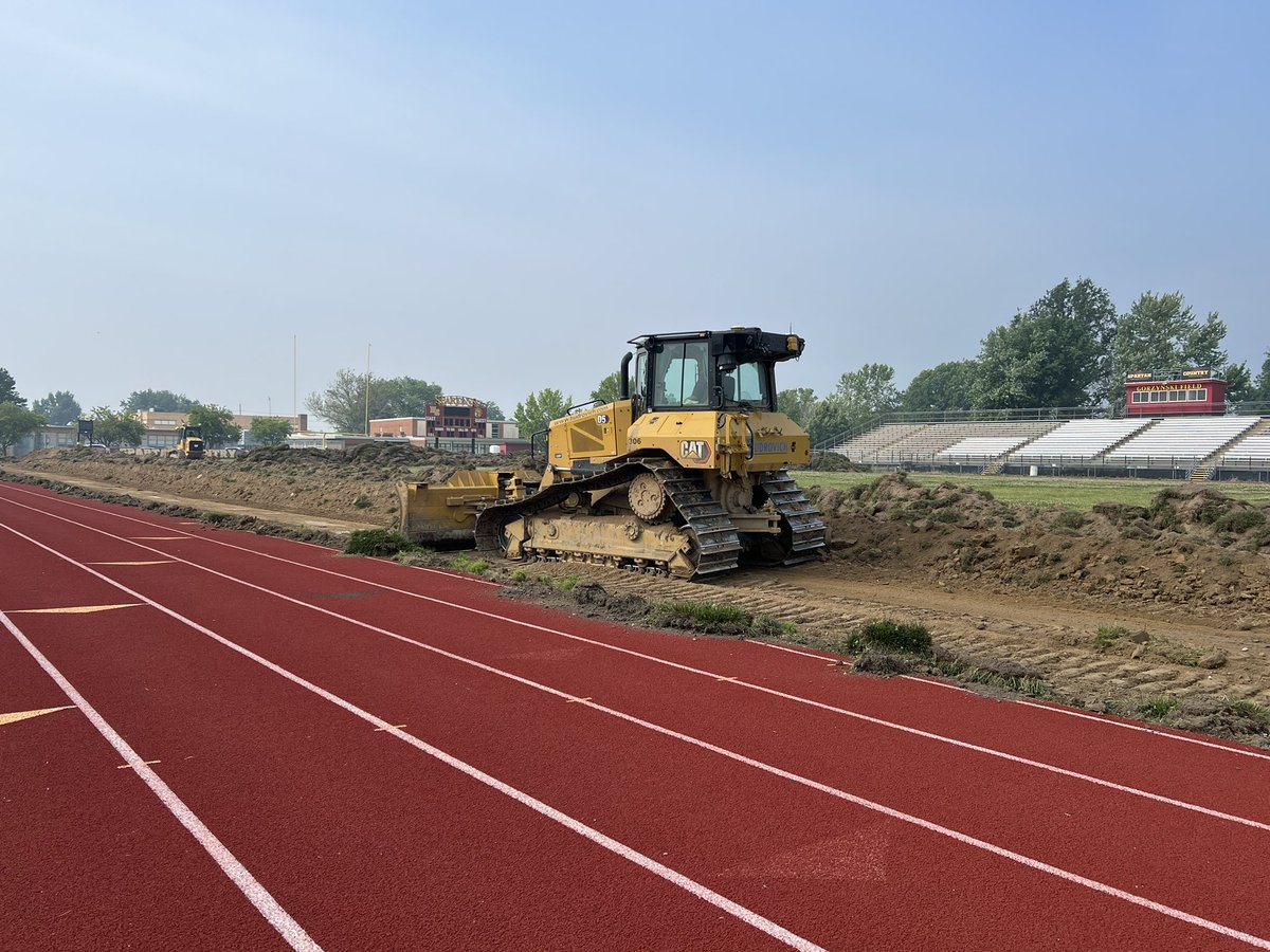 CoachBobbyCole2's tweet photo. The ground has been broken at Gorzynski Field for the new stadium. History is underway! Keep working. https://t.co/0WKjgy2KTC
