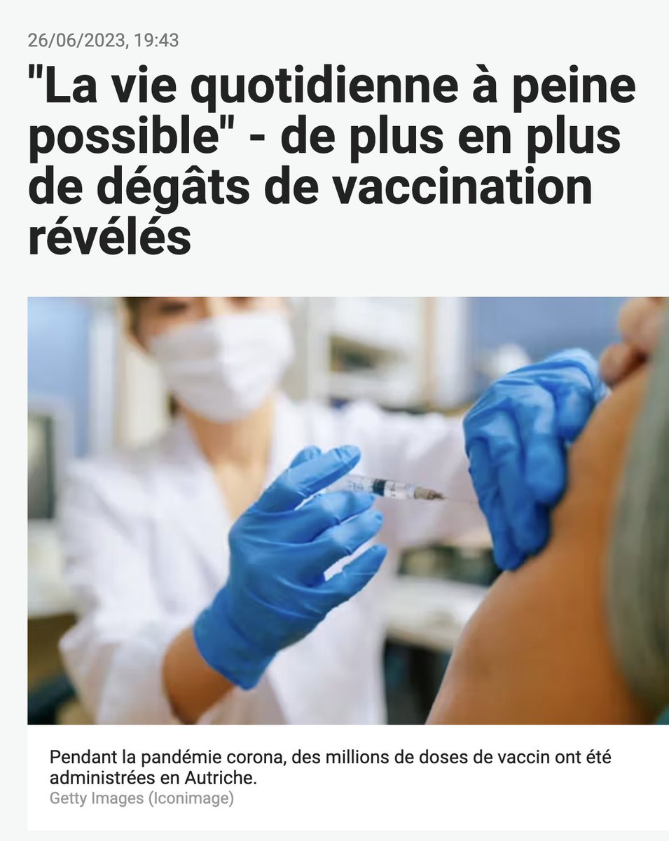 silvano_trotta's tweet photo. La UNE d'un média people Autrichien. "En désespoir de cause, de plus en plus de personnes touchées par les dommages causés par les vaccins rendent publiques leurs souffrances. L'association des malades chroniques demande désormais l'aide des politiques."
Toujours RIEN dans les médias français... 

https://t.co/z3M6bUp1wN