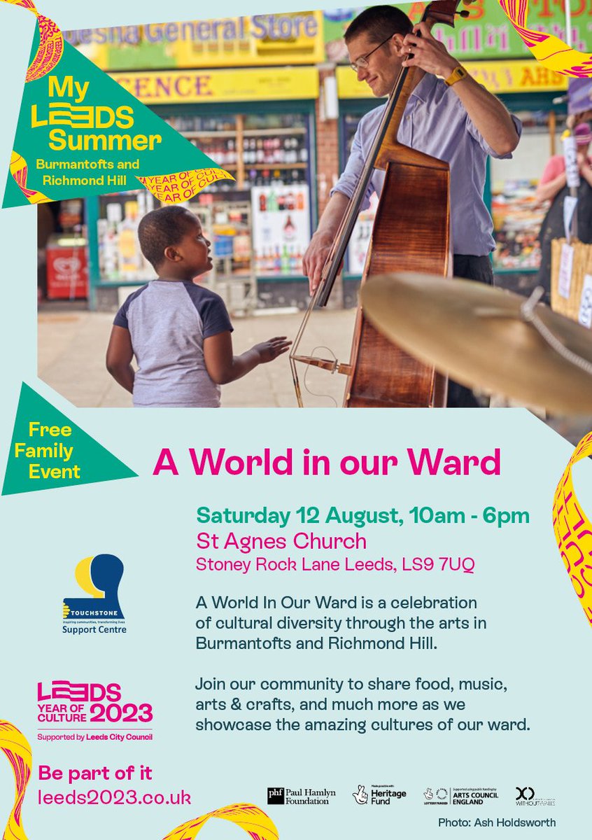 The flyer is finally here!Posters, booklets & banners will be in different community centres/public places within the ward.  Pick them up for more information. 💝
 To participate or volunteer please get in touch; burmrichhost@leeds2023.co.uk 
#Burmantofts #richmondhill #leeds2023