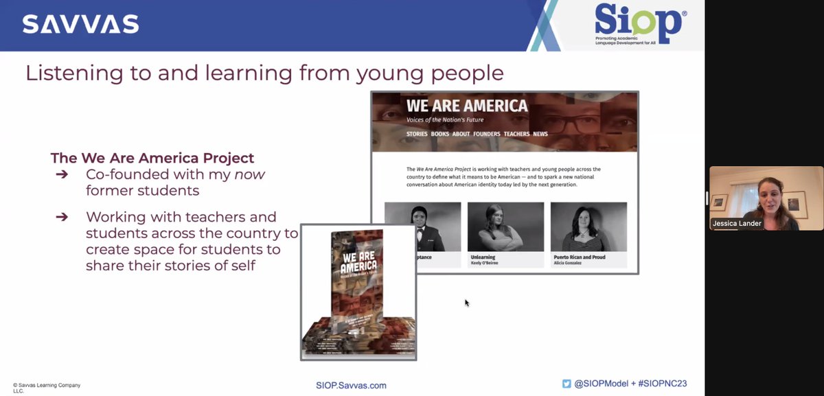 So excited to jump into the WeAreAmericaProject.com. What a fantastic way for students to share their stories. Thank you, @jessica_lander! #Keynote #SIOPNC23 @SIOPModel