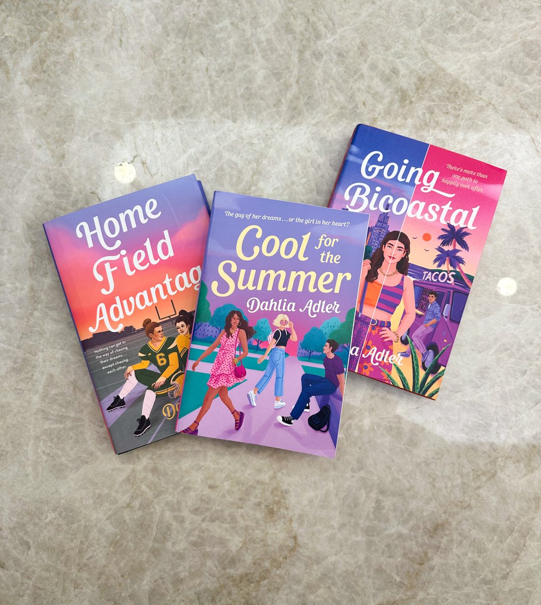✨THE DAHLIA ADLER TRIFECTA ✨

Looking for queer romances to fill your summer TBR? Look no further than these three fabulous books from LGBTQ Reads founder @MissDahlELama! COOL FOR THE SUMMER, HOME FIELD ADVANTAGE, and GOING BICOASTAL are available now!