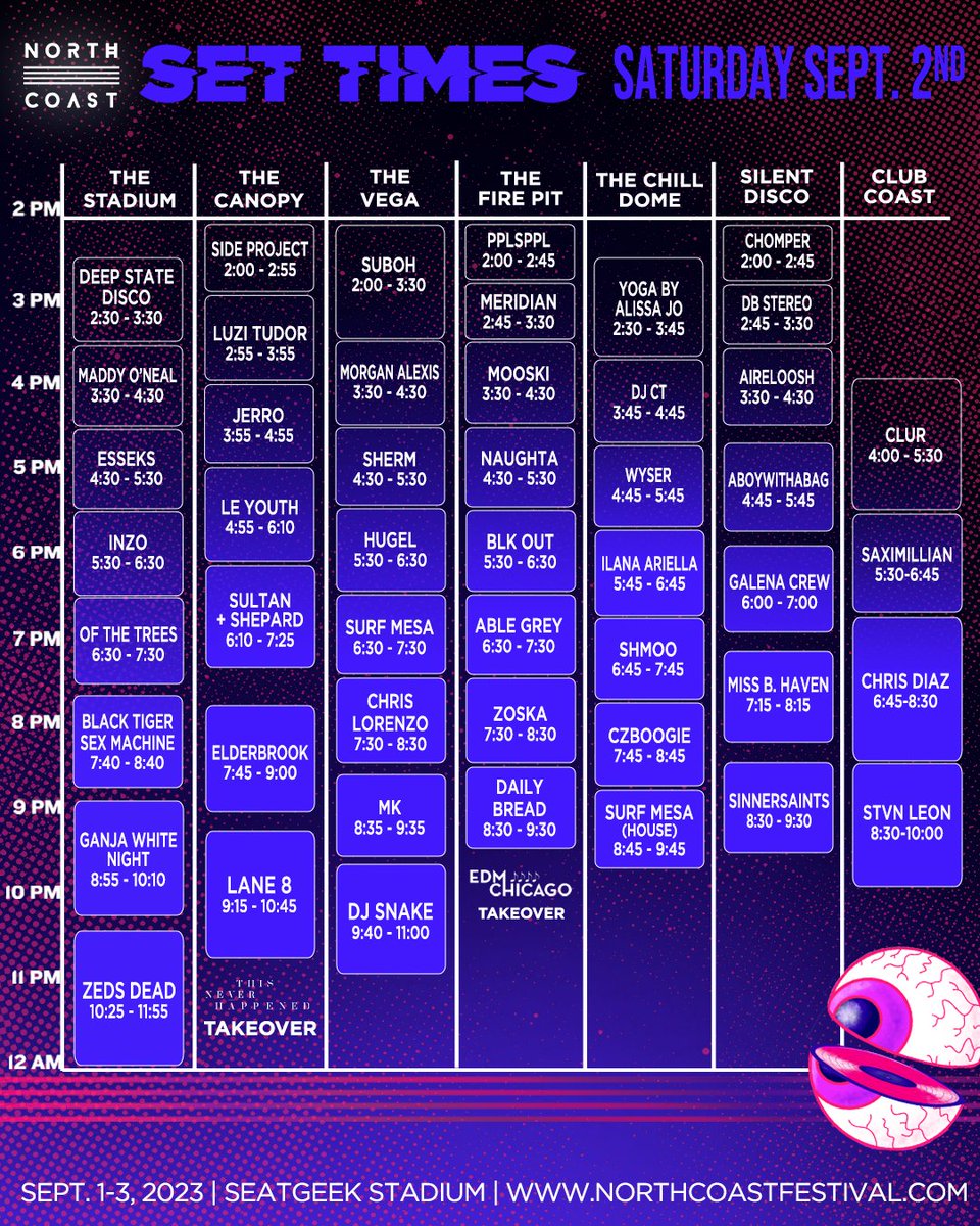 North Coast Music Festival schedule