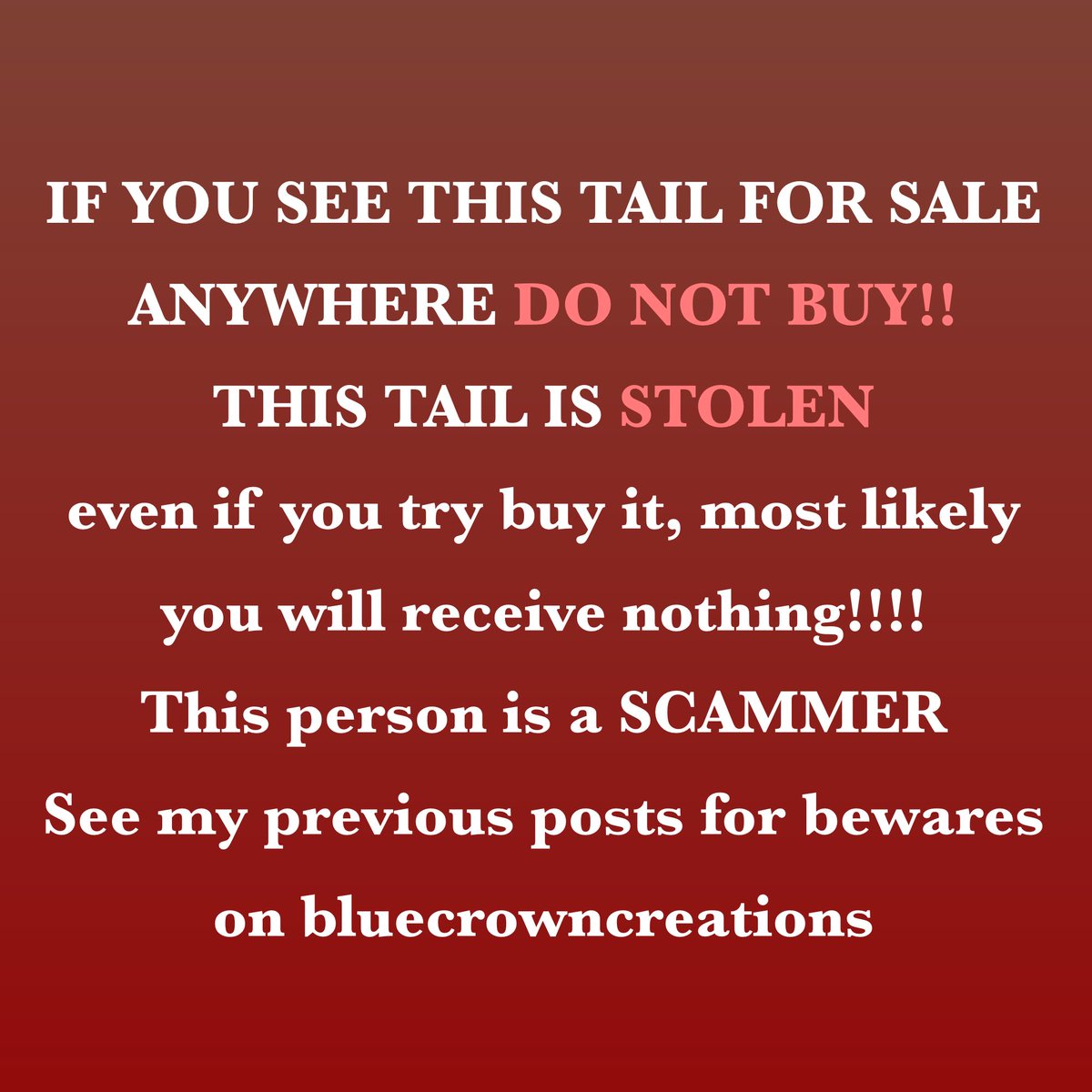 zephpaws's tweet photo. ⛔️!!STOLEN SUIT TAIL!!⛔️
See previous beware for more info on this scammer!
#scammer #furryscam #beware #furrybeware #furry https://t.co/7jKx25F1VE