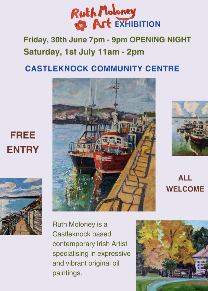 Ruth Moloney Art (@ruthmoloney) on Twitter photo Come along on Friday 7-9pm or Saturday 11-2pm to my exhibition in Castleknock community centre in Laurel Lodge. Support Local artists! <a href="/Fingalcoco/">Fingal County Council</a> Come along on Friday 7-9pm or Saturday 11-2pm to my exhibition in Castleknock community centre in Laurel Lodge. Support Local artists! <a href="/Fingalcoco/">Fingal County Council</a>