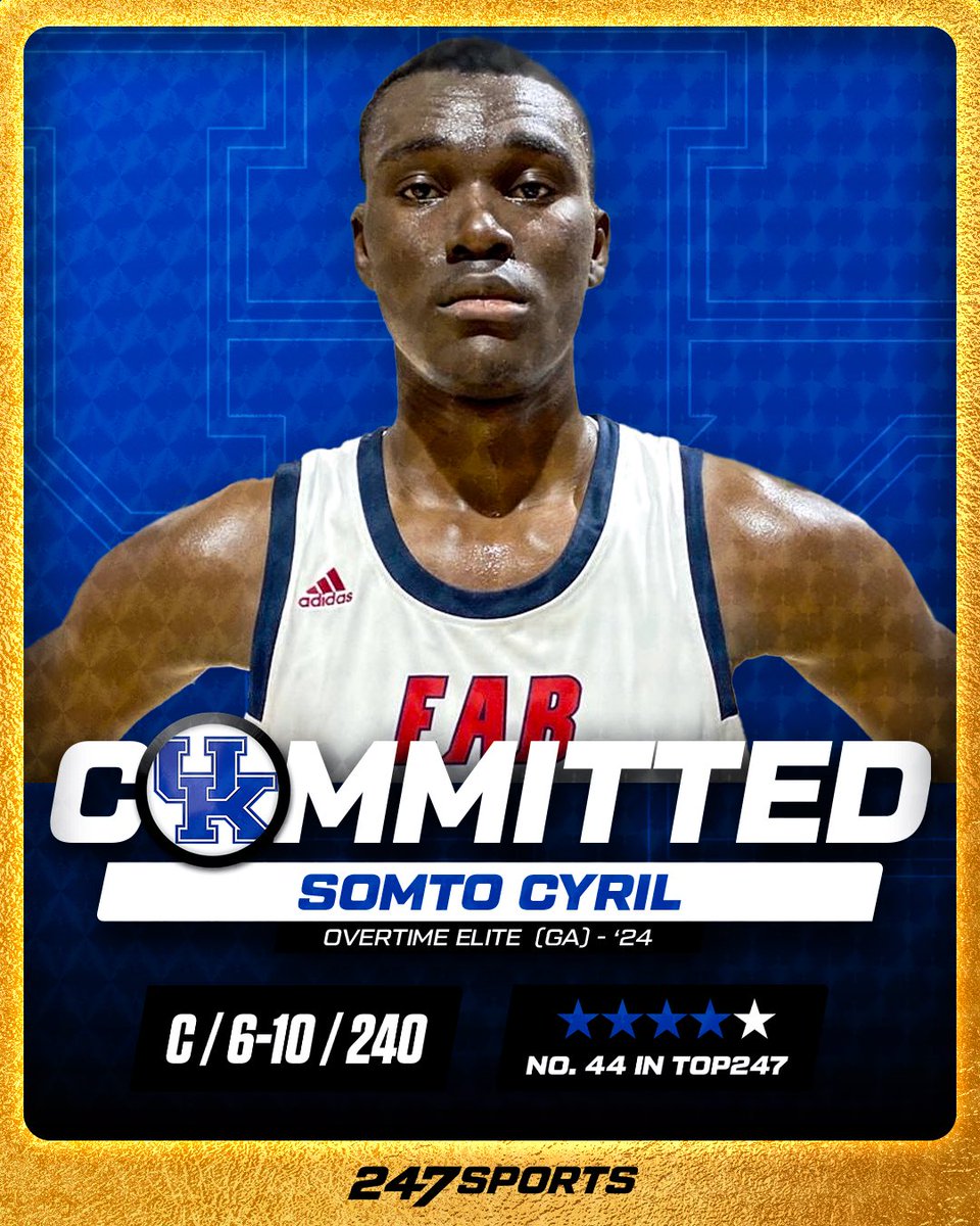 TravisBranham_'s tweet photo. NEWS: Somto Cyril, the No. 44 overall prospect in the 2024 class, has committed to Kentucky, he tells @247Sports.

Story: https://t.co/zbnIngFy2Q https://t.co/yqHg6g0L1o