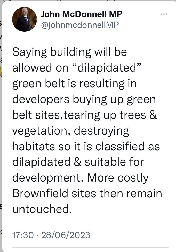 #building #Developersuk  trashing green spaces to avoid costs for brownfield. Some truth at last. #saveourgreenspaces #biodiversity