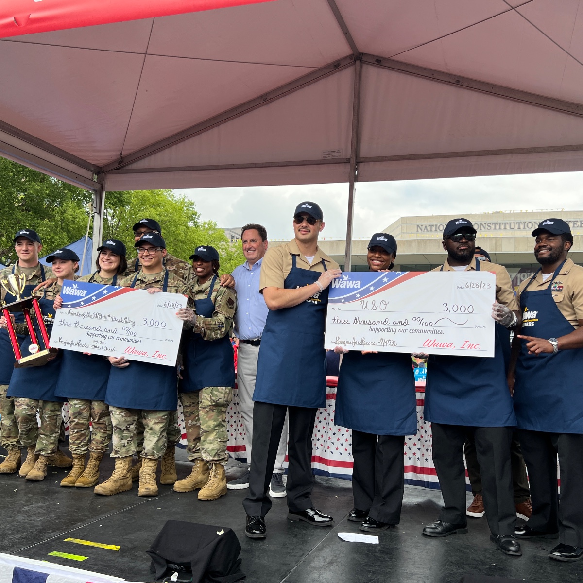 Thank you to our partner <a href="/Wawa/">Wawa</a> for inviting us to #HoagieDay in Philadelphia to honor our heroes. Service members went head-to-head in a competition to see who could build the most hoagies in three minutes, contributing to the 25,000+ hoagies built today. #FuelTheForce