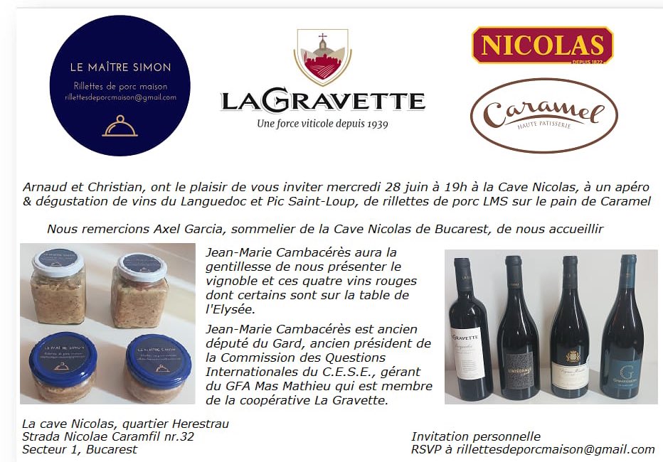JMCambaceres's tweet photo. #Bucarest: démarrage sur les chapeaux de roues de mission en #Roumanie. Séance dégustation vins de #LaGravette #Corconne l’invitation de #ChristianLemaître conseiller des Français de l’étranger et sociétaire du #GFAmasMathieu. Les 3 vins servis à l’@Elysee ont été très appréciés. https://t.co/voXyAAddJQ