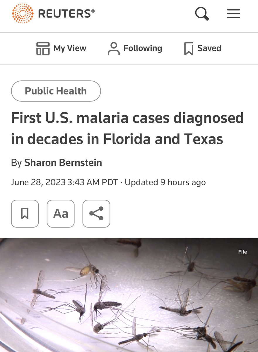 LegendaryEnergy's tweet photo. The CDC says it allowed the release of GMO mosquitos within the last few years to help prevent new outbreaks of disease.

In 2023? An outbreak of Malaria for the first time in decades in the exact states they released them. https://t.co/PG74aNgi0e