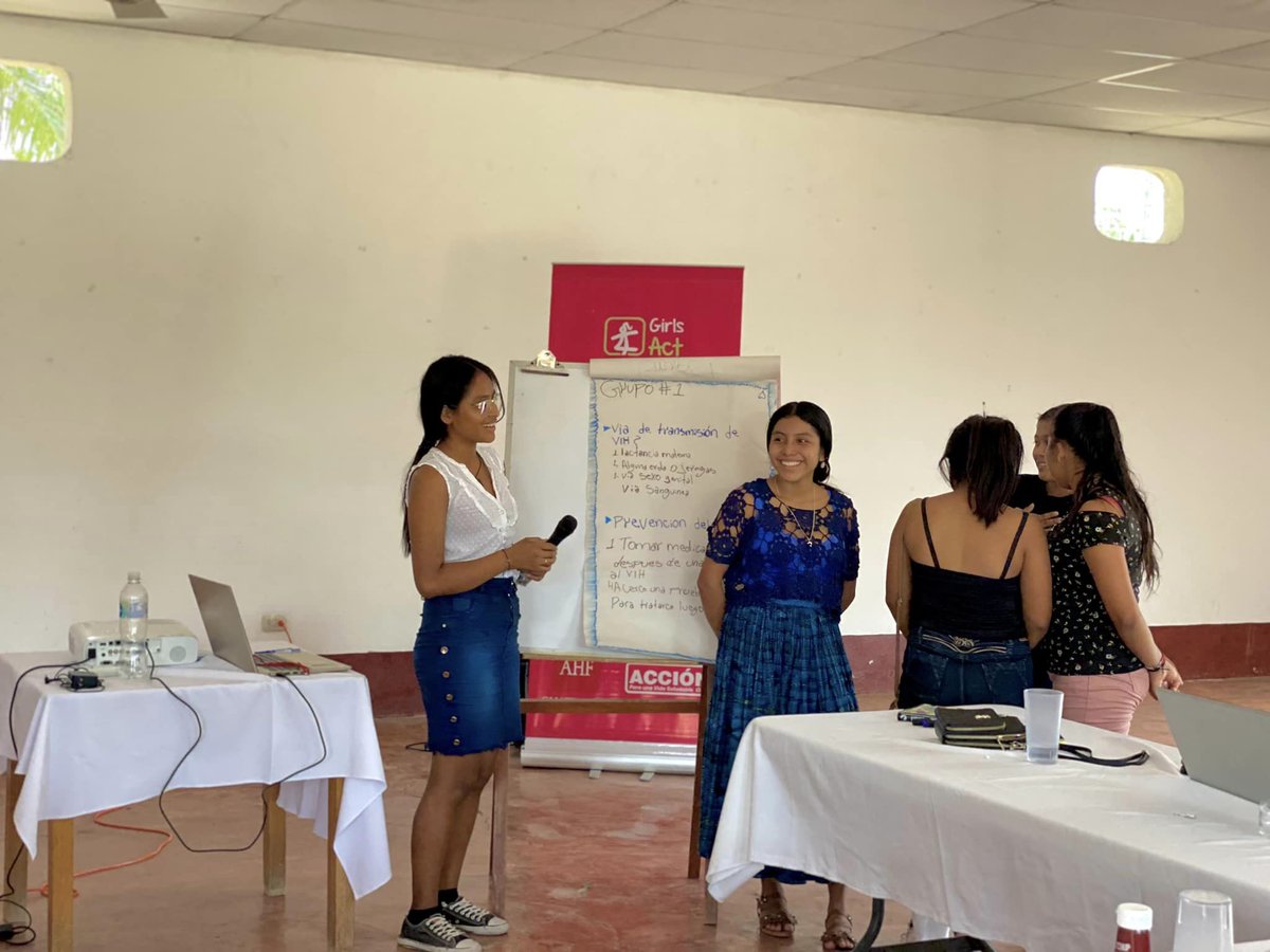 🇬🇹 In Guatemala, our #GirlsAct members from Sayaxche and Peten are learning about their health and the importance of respecting and enforcing human rights. 💪 #AHF #GirlsActGuatemala
