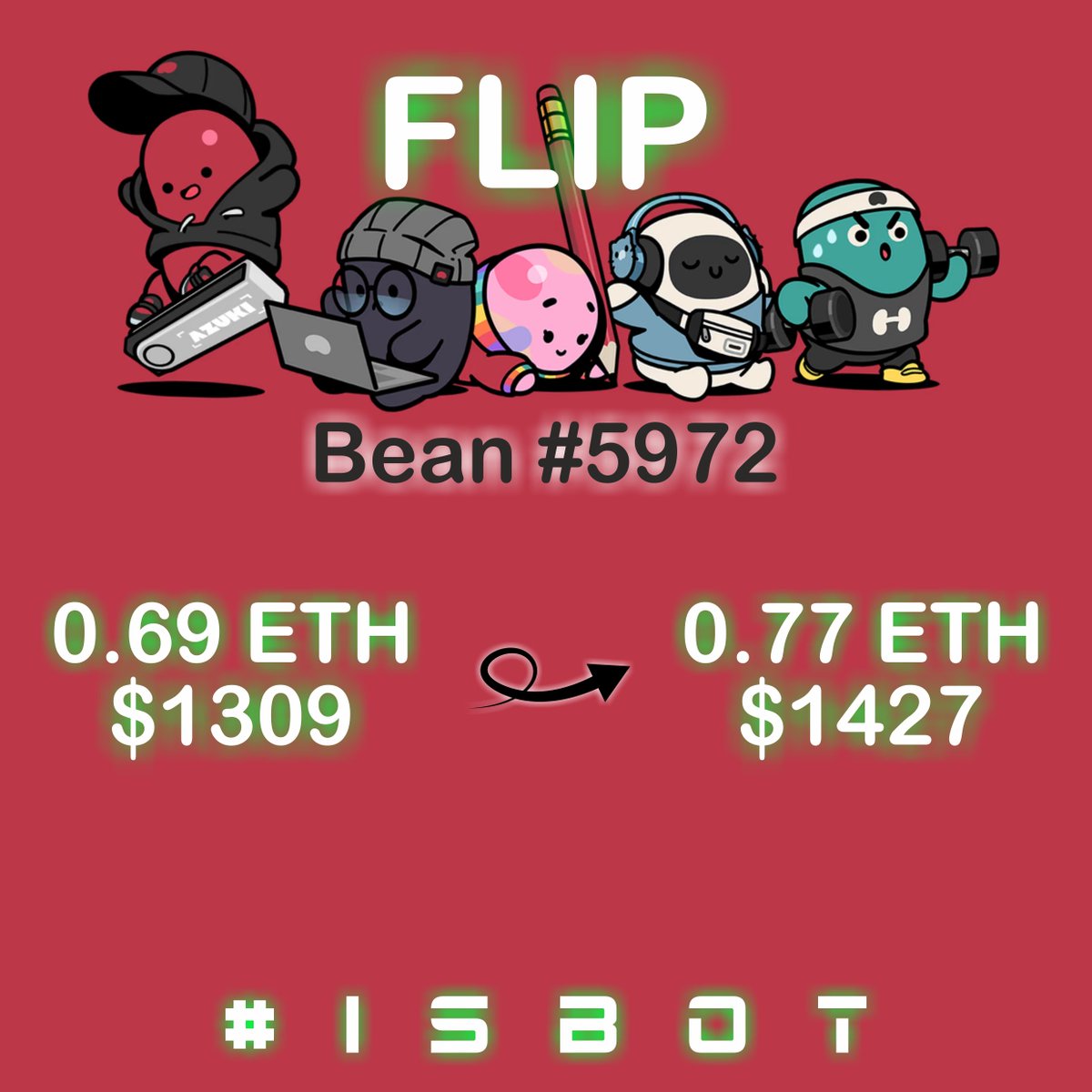 isbotdotmvx's tweet photo. A Beanz has sprouted in #ISBOT🤖garden.

Its fruits? 
+11.5% profit💰

This is no ordinary bean. It's an @Azuki #BEANZ❗️
We have a feeling more will follow... https://t.co/ad8xuxE5YI