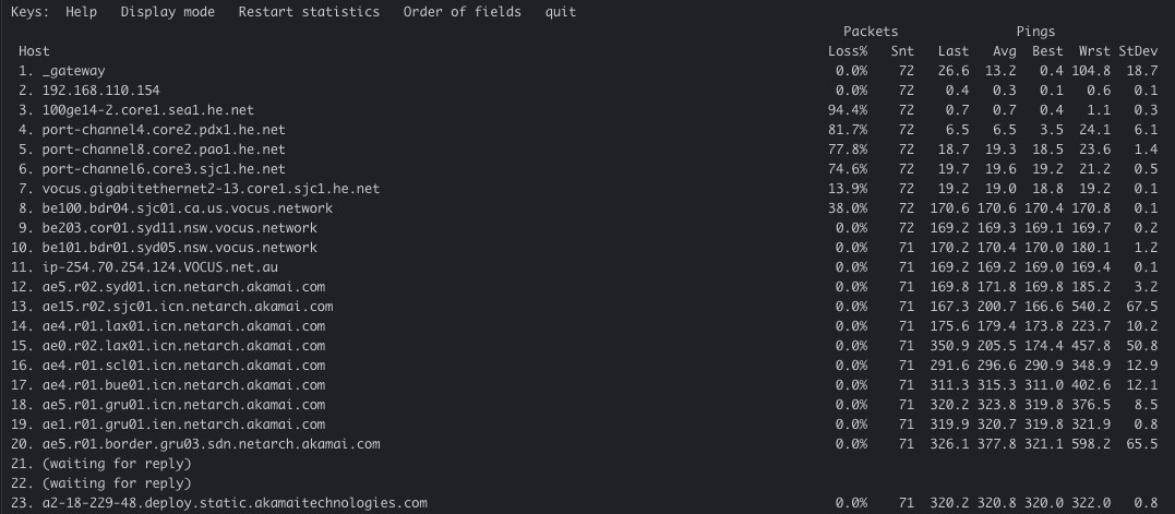 When <a href="/henet/">Hurricane Electric</a> takes you on a world tour... Seattle > Sydney > San Jose > São Paulo