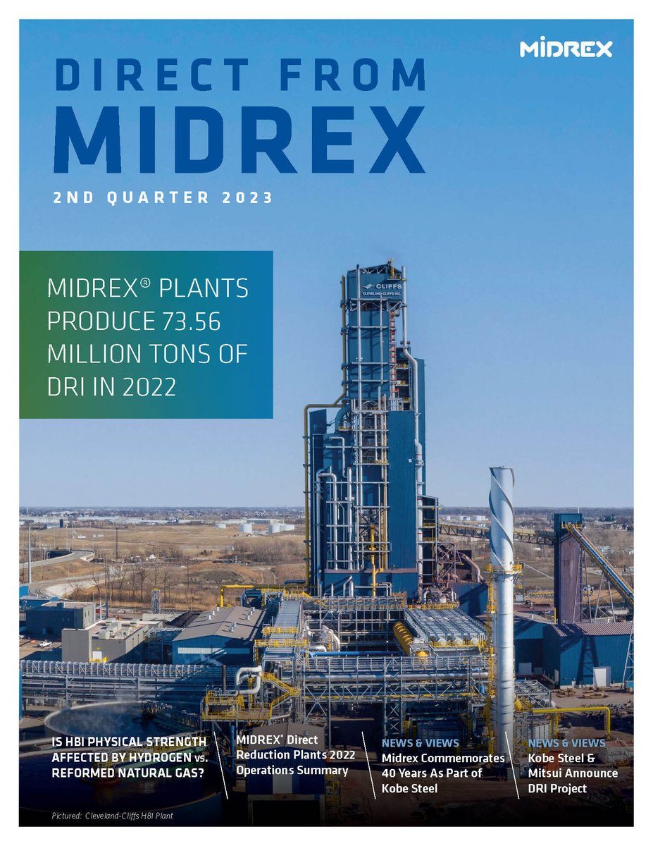 MidrexDRI's tweet photo. The Q2 2023 issue of Direct from Midrex is now live with new technical articles from featured authors and company news and views.

Read the full issue here: https://t.co/2OrhJN85PA

#sustainability #DirectReducedIron #DirectFromMidrex #environment https://t.co/PVo9LTi1XA