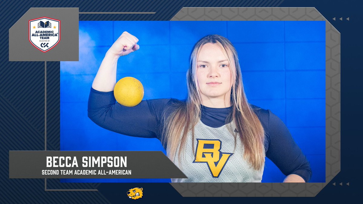 Becca Simpson has been named a Second Team Academic All-American by <a href="/CollSportsComm/">College Sports Communicators</a>!

She is one of only seven <a href="/AmerRiversConf/">American Rivers Conference (A-R-C)</a> athletes to be honored and is BVU's first-ever CSC Track &amp; Field Academic All-American.

bvuathletics.com/news/2023/6/28… #BeaversBuild #rollriversTF <a href="/BVUThrows/">BVU Throws</a>