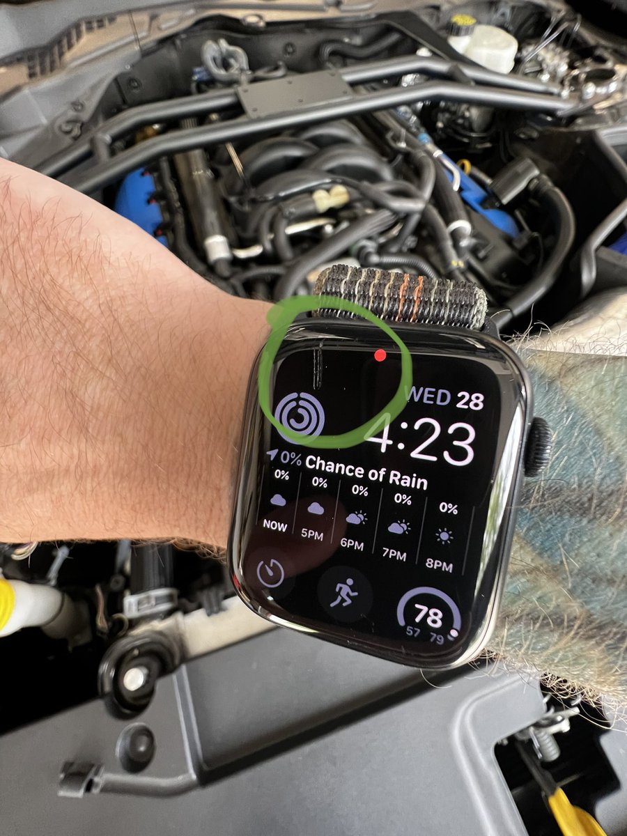 ToAllTheCars's tweet photo. This is what happens if you wear your Apple Watch while you wrench. https://t.co/nHoXp4sLGk