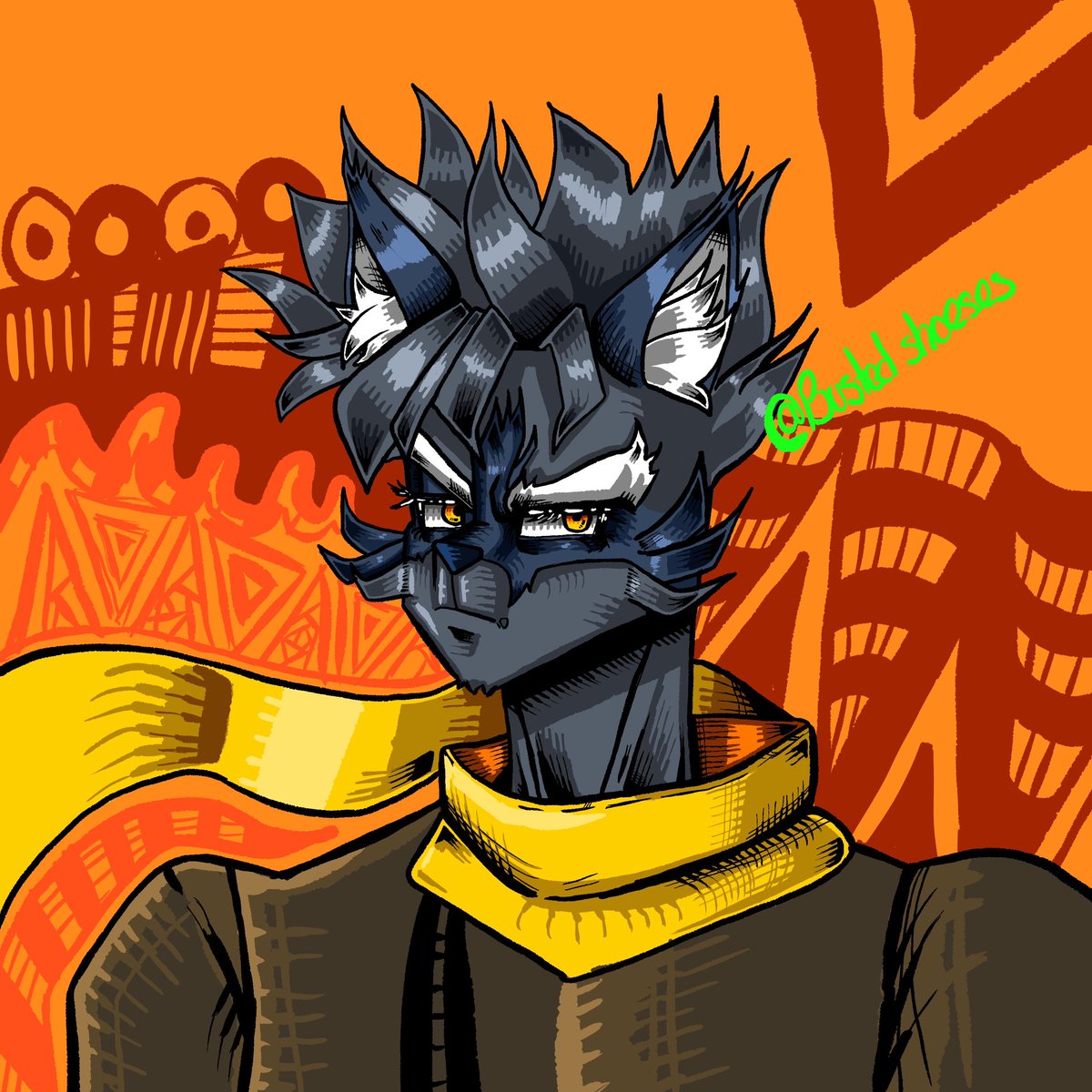 Bustedshoeses's tweet photo. Decided to draw my sons akira in my new style, I’m loving my new hatching lol #art #furryart #furry #furryfandom #anthro #artistontwittter #fursona #artist #animeartist #oc https://t.co/FYuTBmY7BR