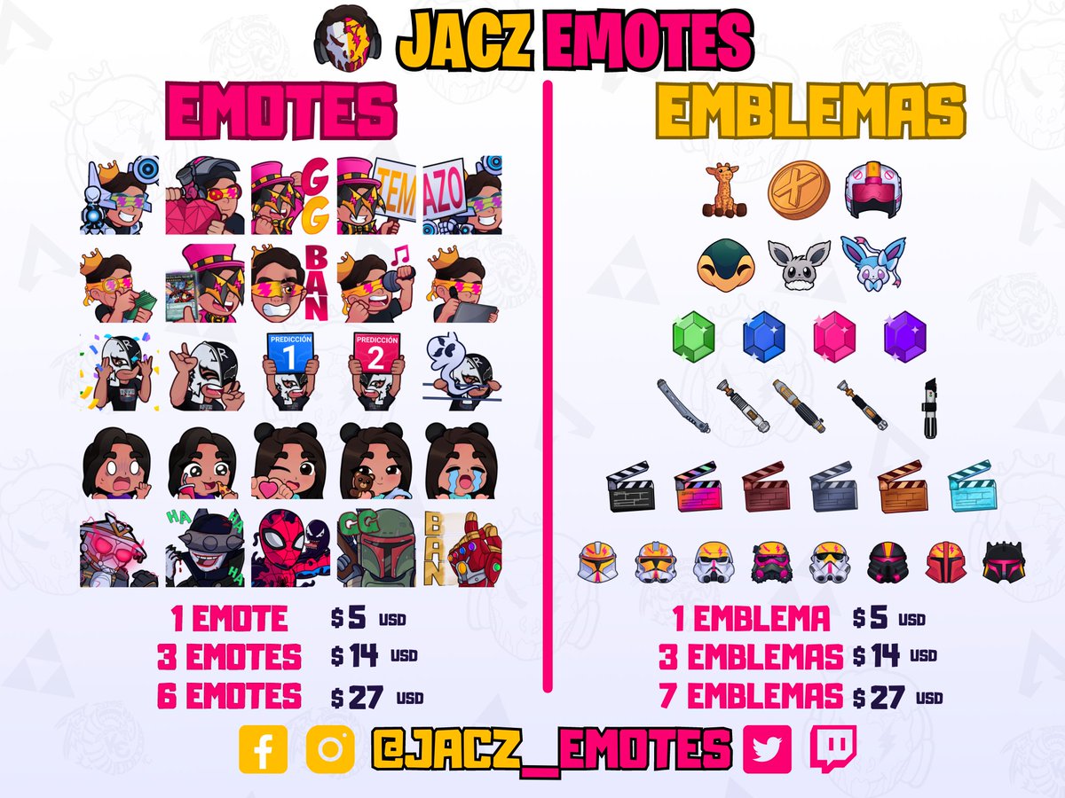 Jacz_emotes's tweet photo. ¡Hey tu! ¿Estas buscando hacer emotes para tu canal de Twitch? No busques mas, mira estos super precios que manejo para ti   UN RT ME AYUDARIA UN MONTON PARA LLEGAR A MAS GENTE!  #Twitch #SupportSmallStreamers #Streams #Streamer #Live #Twitchsupport #Support #Art #opencommissions https://t.co/cYhf9EsiAg