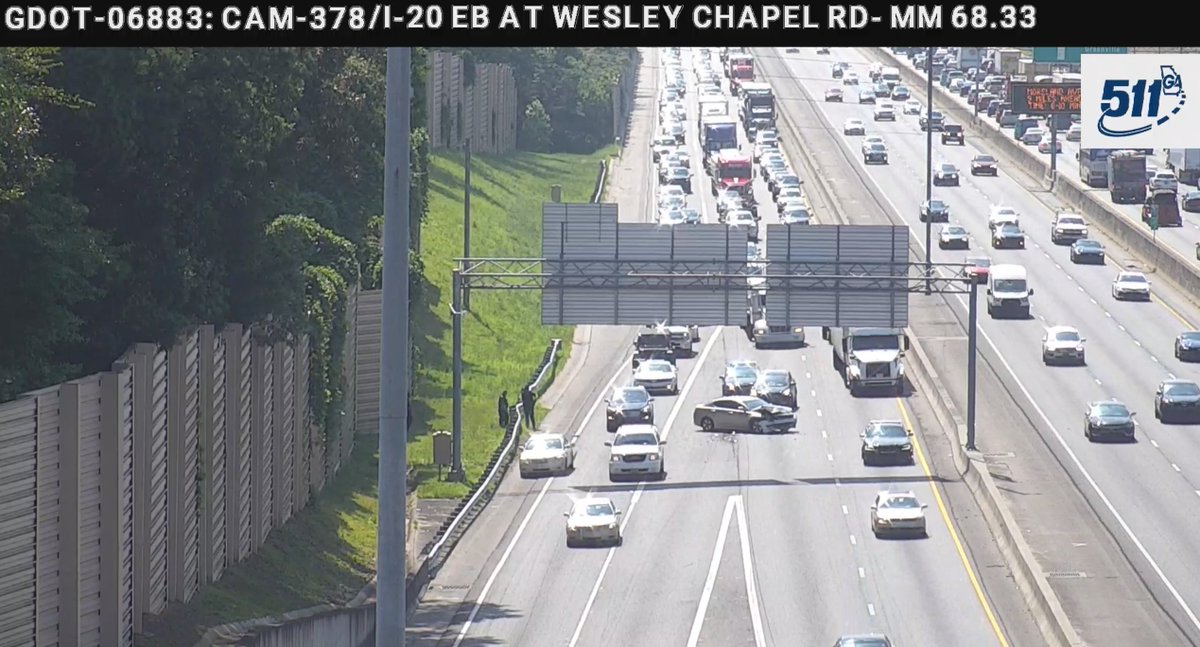 🚨ALERT DEKALB CO.🚨

There is a crash on I-20 E at Wesley Chapel Rd. (mm 68.5) leaving two middle lanes blocked. Avoid travel in this direction and use alt. routes. #ATLtraffic #DekalbCounty

Call 511 for updates and follow the incident here: 511ga.org/EventDetails/G…