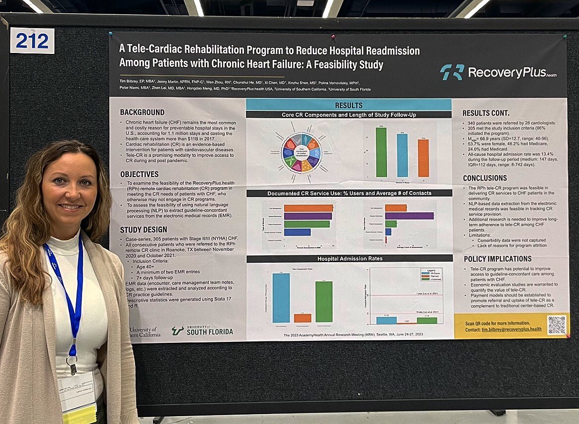 We were happy to present our second poster abstract to the healthcare community at the @AcademyHealth Conference in Seattle, Washington this week. Here's a look at our poster📈 #RecoveryPlushealth #cardiacrehab #academyhealth #healthconference
