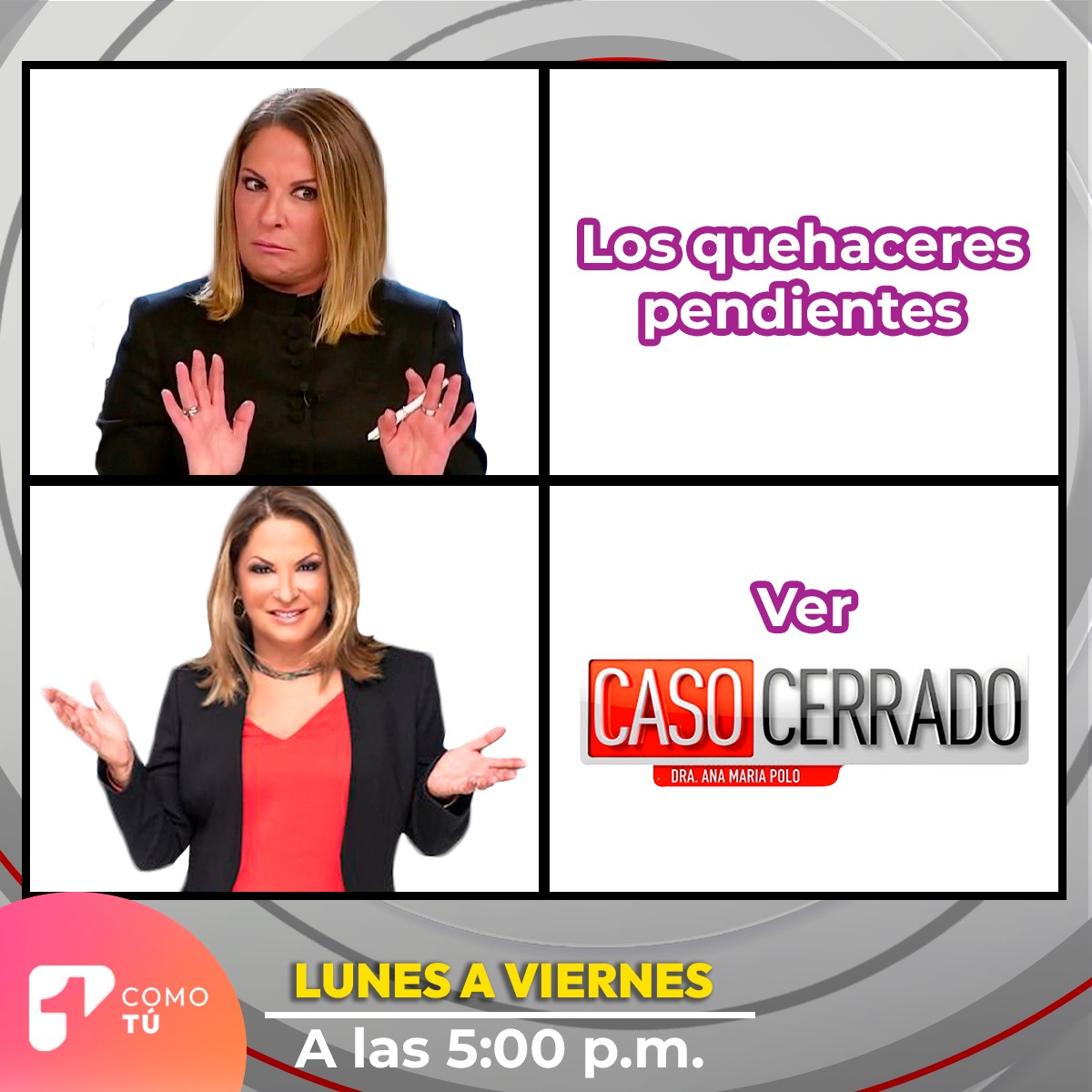 Canal1_Col's tweet photo. Claro está que la cita es a las 5:00 p.m. y a esa hora ya nos merecemos descansar, así que si les pasa no se sientan culpables. 🤭😂
#CasoCerrado, de lunes a viernes a las 5:00 p.m. en #TeleSeriesDel1. https://t.co/Rk3s5w1Smv