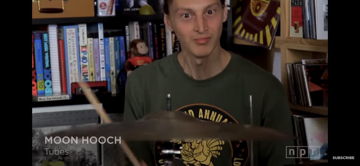KevinWithaJ's tweet photo. Like James Muschler from Moon Hooch, seen here looking like @chrisfluming accidentally summoning a rude chimera at a dinner party: https://t.co/gNpxku0584