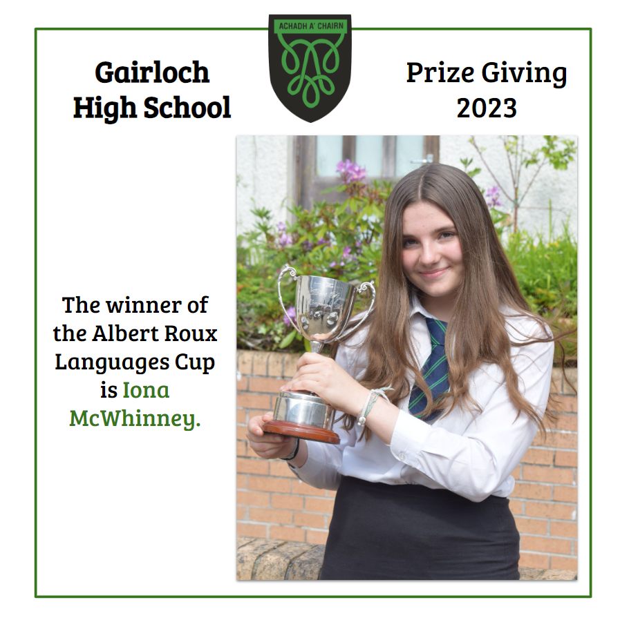 Gairloch High School on Twitter "Iona is a fantastic winner of our