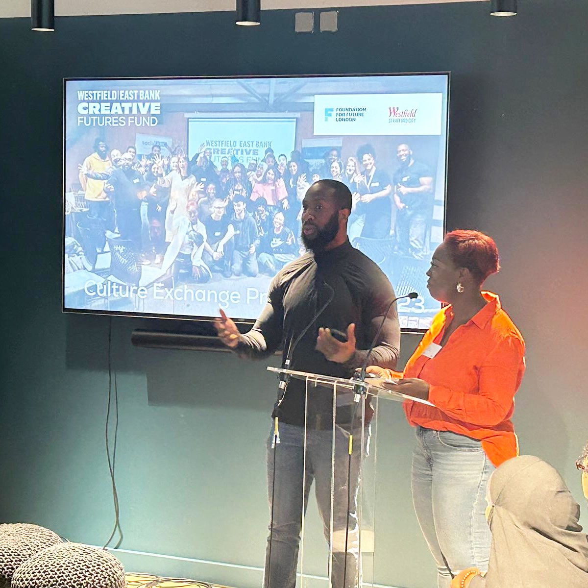 Today as a lead facilitator for @socialarkcio at the foundation for future for London Year 4 celebration for the #WestfieldEastBank #CreativeFuturesFund, the £10m 5 year creative programme powered by partner @westfieldstrat. Hosting alongside @tiwa_king 

#EastLondon #grants