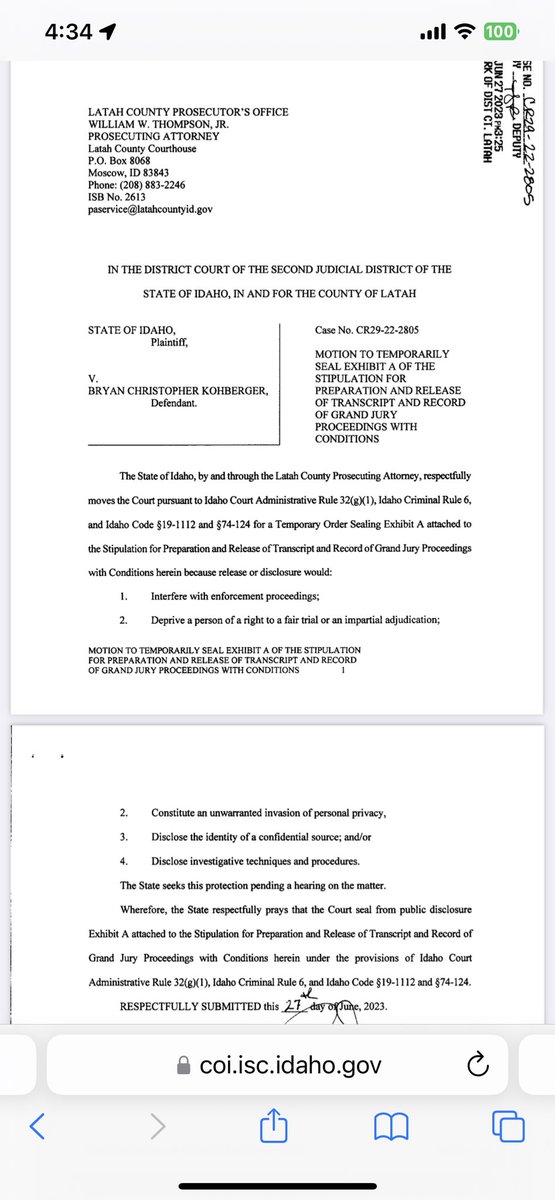 Grand Jury sealed for now, just dropped 

coi.isc.idaho.gov/docs/case/CR29…
#BryanKohberger #IdahoFour
