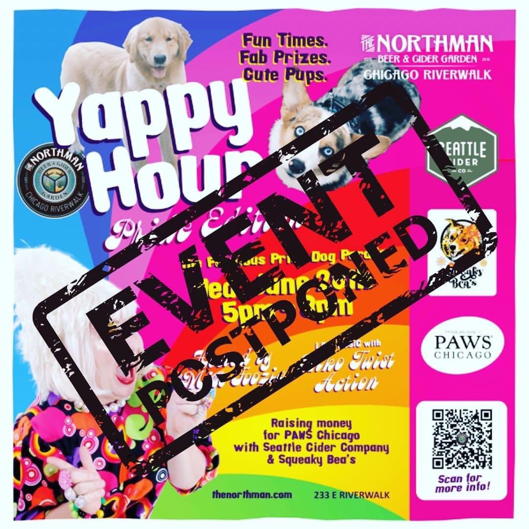 We have decided to cancel our YAPPY HOUR, based on government advisory about the air quality and in the interest of the safety of our guests, pups and staff. We are hoping to reschedule the event later in the season and will make announcements as soon as we can! - Stay safe!!