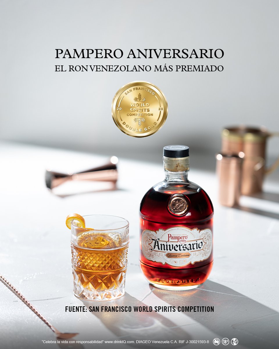 elestimulo's tweet photo. Ron Pampero Aniversario fue premiado con Doble Medalla de Oro en San Francisco World Spirits Competition. Indudablemente logros que posicionan el nombre de Venezuela en alto 🥃¡Brindemos juntos!
#ContenidoPatrocinado #RonPampero https://t.co/lATq4mFzeF