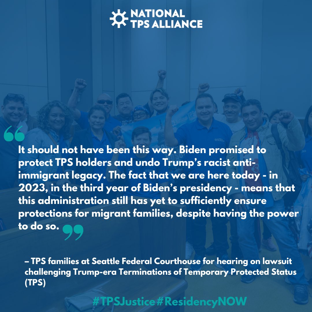 Last week— TPS families were at courthouse in Seattle for hearing on Ramos v. Mayorkas, challenging Trump-era TPS terminations 

Help support migrant families in their fight towards equal rights!! See link in bio or donate here: secure.actblue.com/donate/ntpsa

#TPSJustice #ResidencyNOW