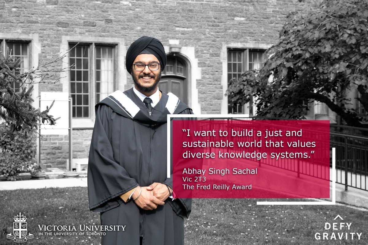 Building a world that centres on well-being and diversity is Abhay Singh Sachal’s dream after #VicGrad2023. Read more about him and the Victoria College Class of 2023 here: bit.ly/46l1USe #UofTGrad23 #UofTDefyGravity