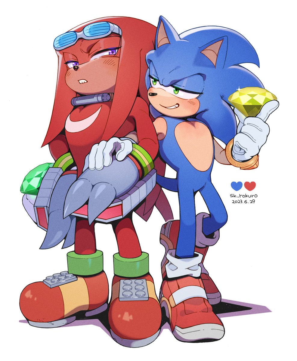 sonic the hedgehog, shadow the hedgehog, knuckles the echidna, and silver  the hedgehog (sonic) drawn by sk_rokuro