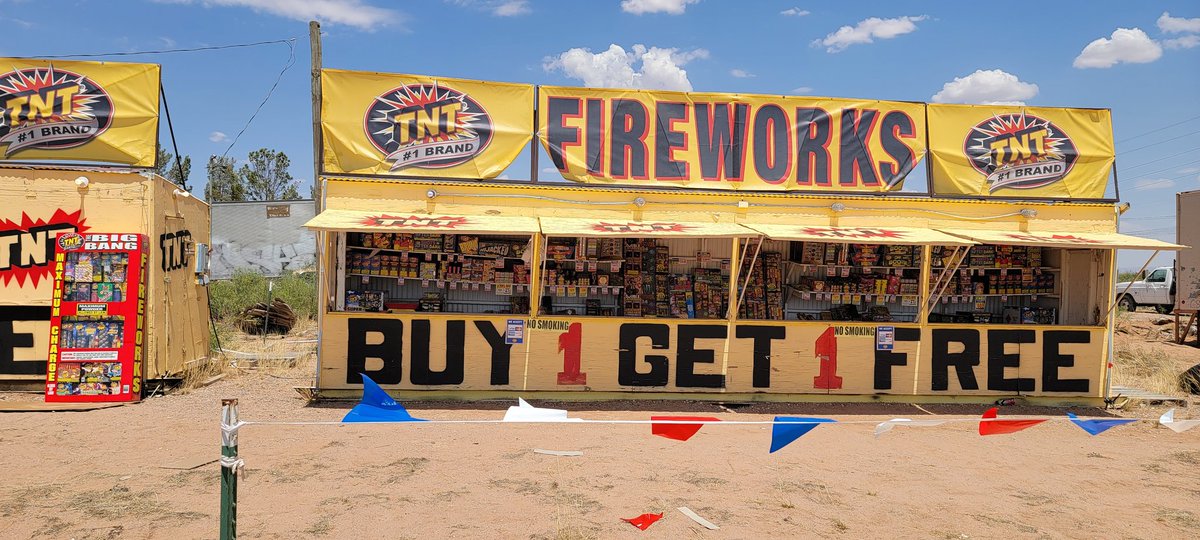 We are now open for all your firework needs.  Two locations, 101 County Line Dr. (Corner of State Line and County Line) and 1494 State Line Dr. both locations are in Chaparral, NM.  Please come and compare our prices before buying from someone else!!!!!