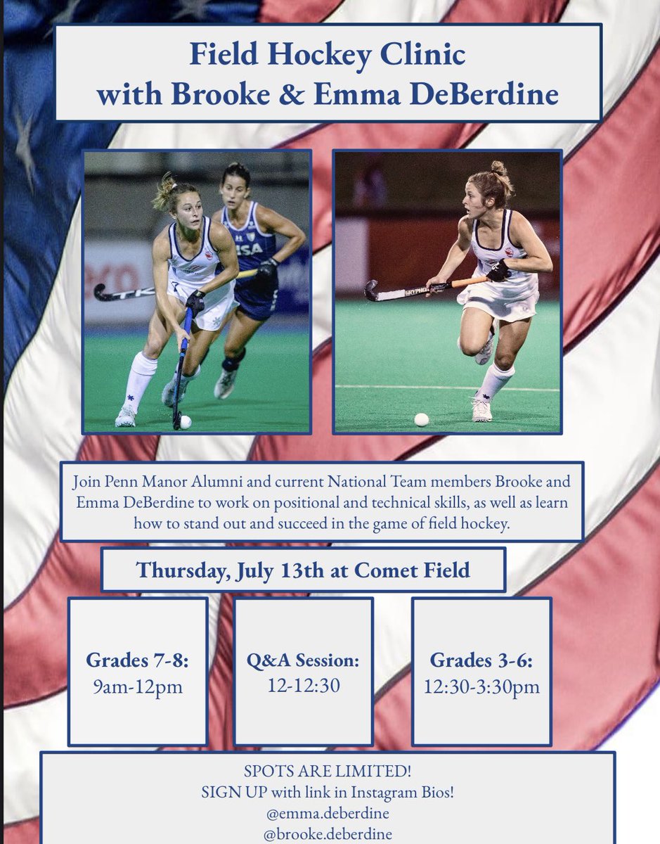 Emma DeBerdine (@emmmadeberdine) on Twitter photo Lancaster girls grades 3-8!!! Sign up now to join us on July 13th!
linktr.ee/edeberdine
<a href="/pmfieldhockey/">Penn Manor Field Hockey</a>
<a href="/AdComets/">Penn Manor Athletics</a>
<a href="/LancLebLeague/">LL League</a> Lancaster girls grades 3-8!!! Sign up now to join us on July 13th!
linktr.ee/edeberdine
<a href="/pmfieldhockey/">Penn Manor Field Hockey</a>
<a href="/AdComets/">Penn Manor Athletics</a>
<a href="/LancLebLeague/">LL League</a>