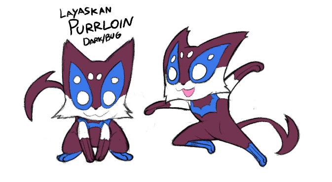 AmigoMonjo's tweet photo. "It loves nothing more than to jump around. Curious and energetic, Trainers must make sure everything on their walls is secured." "Its playful nature reveals strong predatory instincts. A house with a Purrloin will always be free of pests, which it likes to leave as gifts." https://t.co/QLKKqm2ZVt