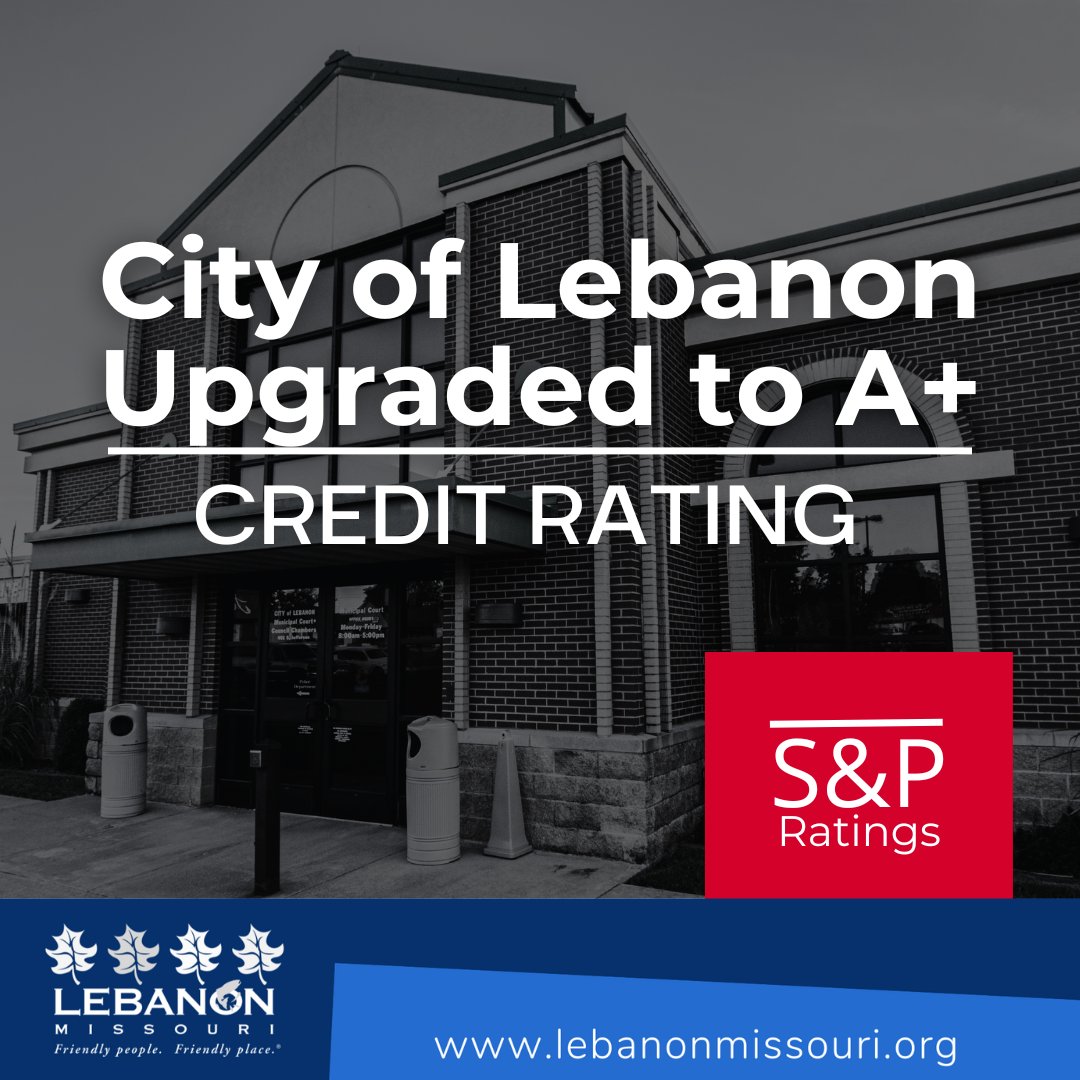 CityofLebanonMO's tweet image. 📢 BIG NEWS 📢

We are thrilled to announce that the City of Lebanon's credit rating has been upgraded to A+ by S&amp;amp;P Global Ratings. 🌟📈 

Learn more here: bit.ly/4342q4h

#LebanonCreditRatingUpgrade #TransparentManagement #TeamLebanonMo #TheBestIsYetToCome