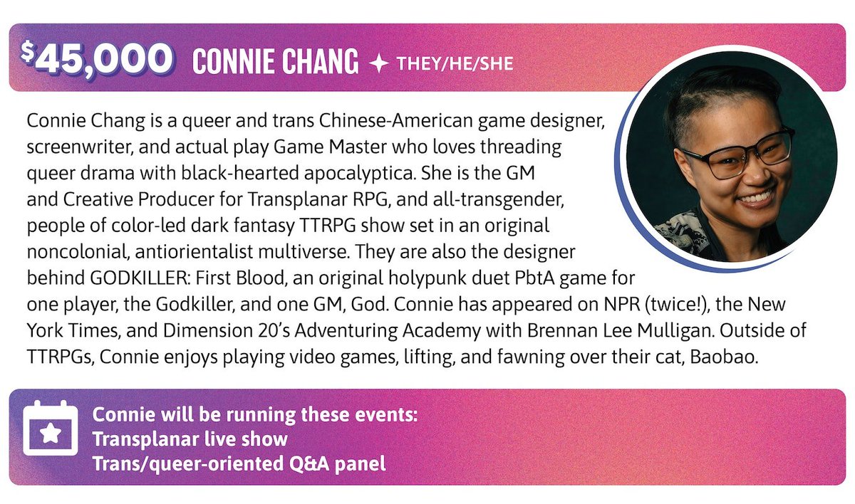 byConnieChang's tweet photo. Beyond thrilled to announce that I am a stretch goal guest for @bigbadcon AND they hit my milestone, which means... TRANSPLANAR LIVE SHOW REAL?!? https://t.co/dMusl2go1G