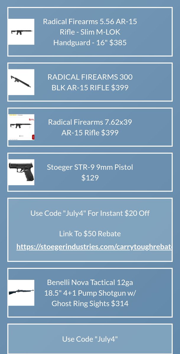 And The Gun Deals Keep Coming
Americanammoandfirearms.com

#guns #2a #gun #pewpew #gunsdaily #usa #firearms #america #ar15 #rifle #pistol #shooting #glock #military #freedom #tactical #2ndamendment #merica  #9mm #pewpewlife #shotgun #firearm #army #weapons  #weaponsdaily #nra #edc