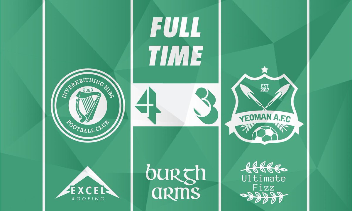 DivitHibs's tweet photo. FULL TIME:

Yeoman AFC 3-4 Inverkeithing Hibs AFC

Goals from Sutherland x2, Hoy and Cook

Very tough game but the boys held on in the end.

All the best to Yeoman for the season

#DivitHibs https://t.co/mSyWfAwudC