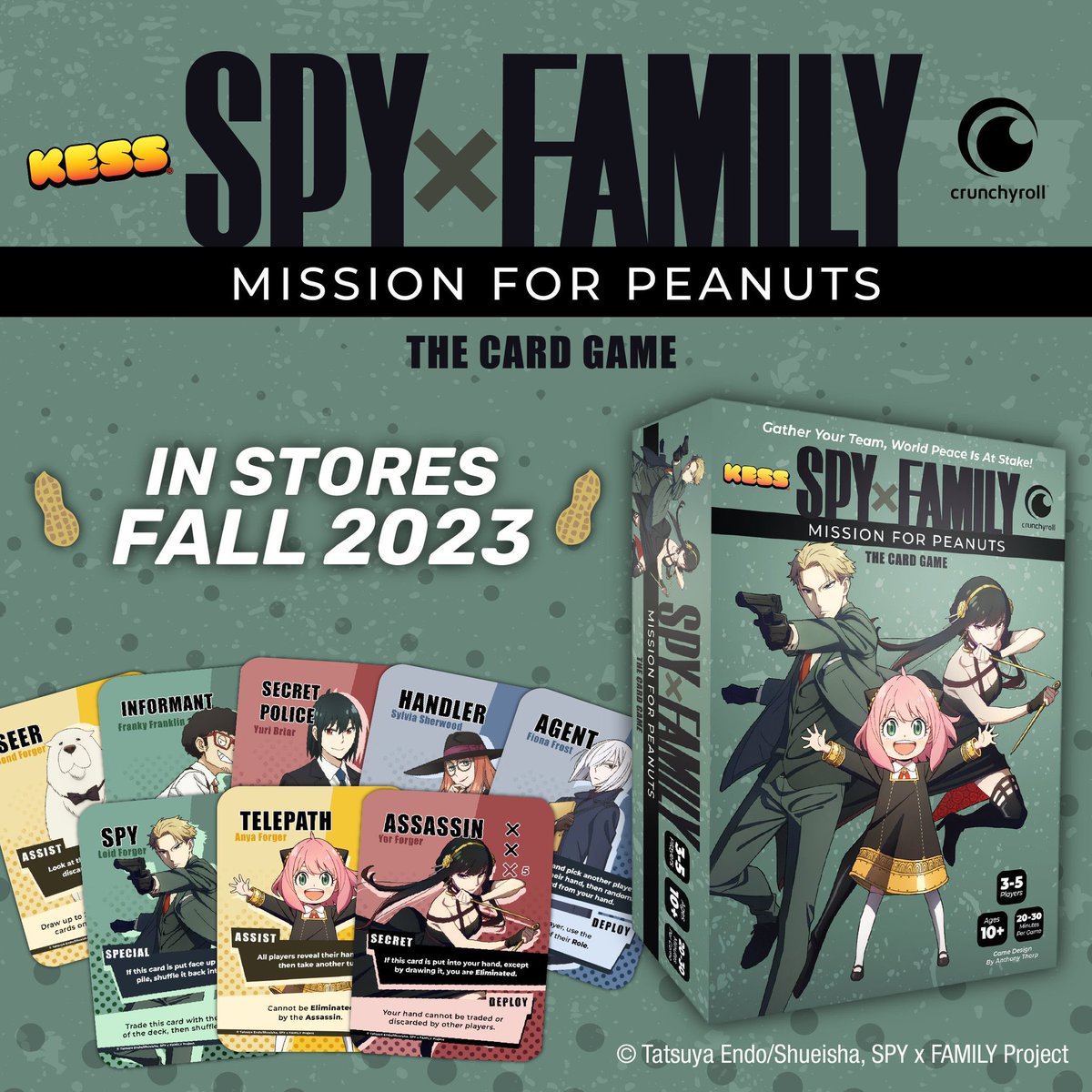 Kesswylie's tweet image. Spy X Family Card Game Announcement time.
Our first Anime Focused card game comes out this September (early launch at Gencon👀)
Can you recruit the forger family with out being found out or assassinated!
Link for more info In thread!!!!