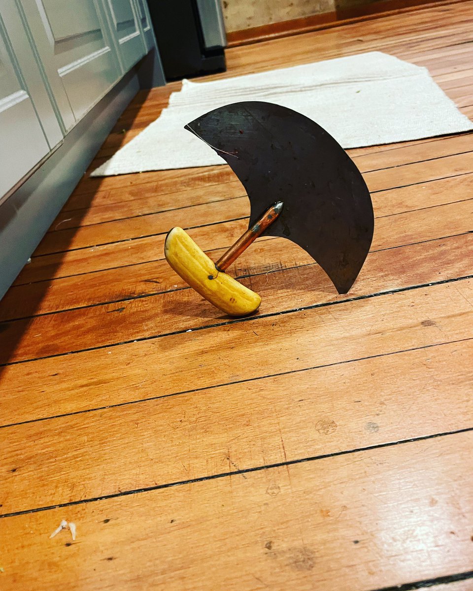 My ulu fell off the counter and landed like this! Missed my foot! #Inuit